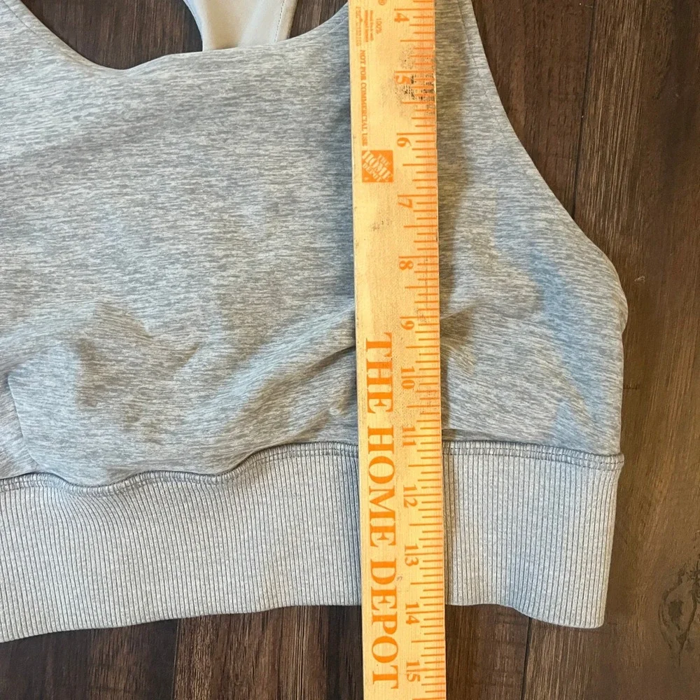 Alo Yoga Womens Heather Gray Ribbed Band Racerback Sports Bra Size Medium